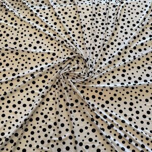Black and White Polka Dot Poly Stretch Fabric